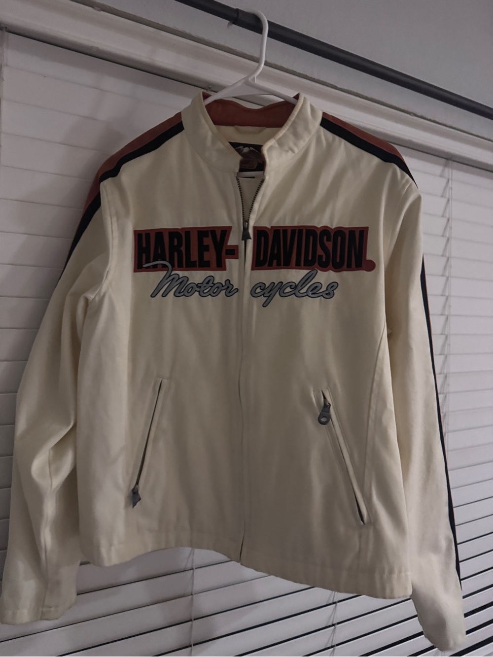 Vintage Harley-Davidson  women’s Cream Zip-Front Racing Jacket